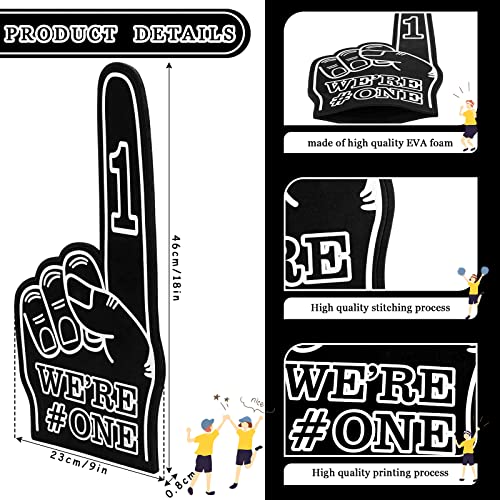 Sotiff Black Giant Foam Finger 6 Pack 18 Inch Sports Cheer Prop, We're Number 1