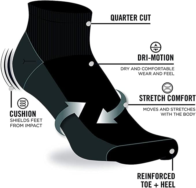 Nautica Men's Cushioned Moisture-Wicking Athletic Quarter Socks 6 Pack, Brown/Navy/Black 6-12.5