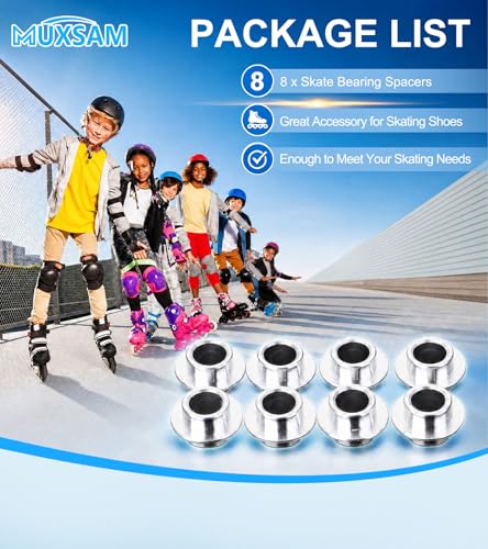 8-Pack Inline Skate Bearing Spacers for 8mm Axles - Silver