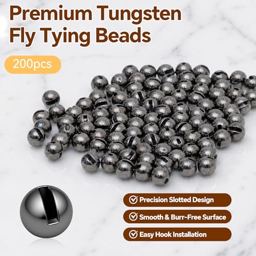 Black Nickel 3.0mm Slotted Tungsten Beads for Fly Tying - 50PCS