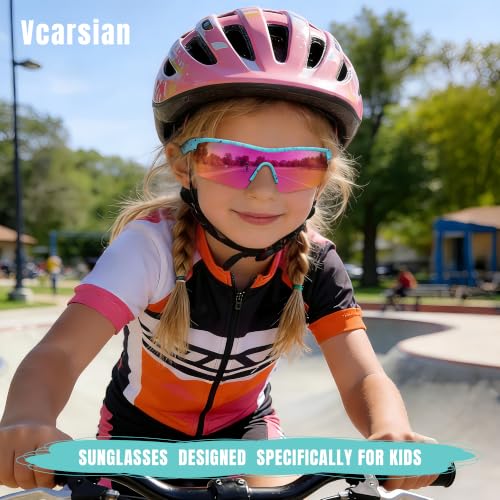 Kids Polarized Sports Sunglasses Blue Dots - Vcarsian Youth Baseball & Softball Eyewear