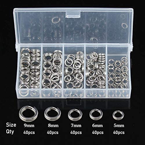 200PCS Stainless Steel Split Ring Lure Connectors with Pliers - 5-9mm
