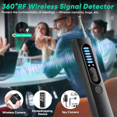 Hidden Camera Detectors and Bug Detectors, 2025 Anti-Spy Cameras Finder Detector, GPS Hidden Camera Detector, Tracking Device Detectors, Cameras Detector for Hotels, Home, Office (Black)