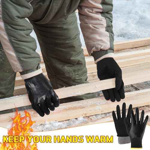 Sintuff Waterproof Work Gloves for Men Insulated Freezer Winter Work Gloves with Sandy Grip for Outdoor