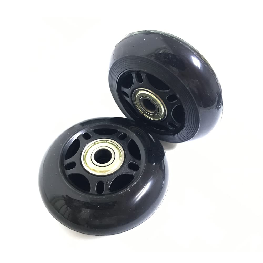 GSHFIGHTING Black Rubber 2 Wheels Sets Luggage Suitcase Replacement Wheels 75mm x 24mm/2.95" x 0.94" Axles 45mm Inline Skate Wheels with 8mm Bearings ABEC 608zz