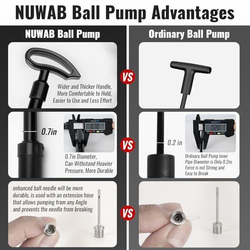 Portable Hand Ball Pump with Needles & Carry Bag - 10.6-Inch
