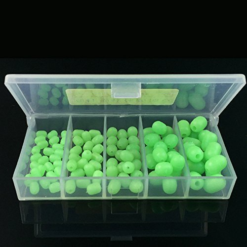 100pcs Luminous Soft Plastic Fishing Beads - Green Glow