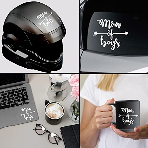 Boy Mom Vinyl Decal Sticker - White | 5.5" x 5" Pack of 1