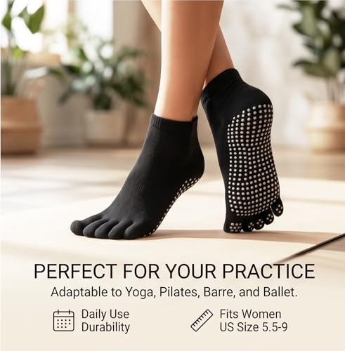 Non-Slip Pilates Barre Grip Socks for Women - Rose