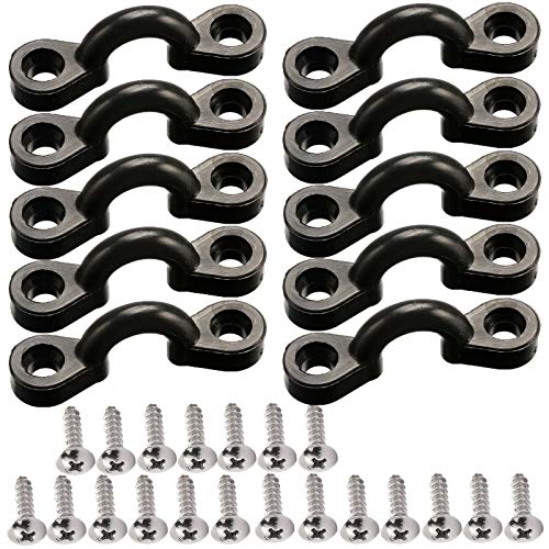 Nylon Bungee Deck Loops Kit - 10PCS Pad Eye with 20 Screws - Black