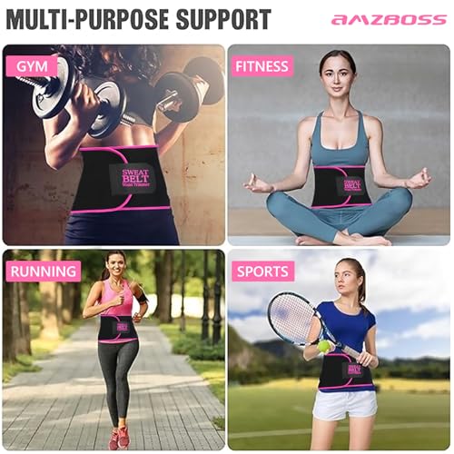Waist Trainer for Women - Sweat Band for Belly Fat - Medium Black/Pink