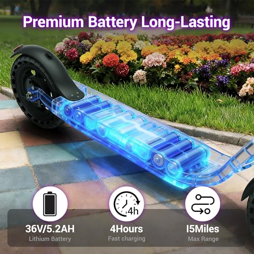 Electric Scooter for Adults - Folding E-Scooter, 350W Motor, 16 MPH, 19 Miles Range, Dual Brakes, APP - Purple-Black