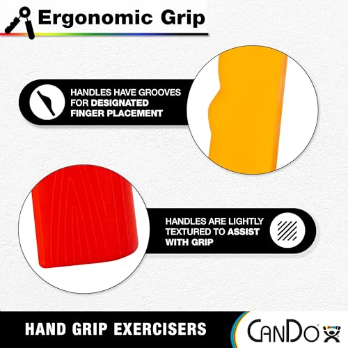 CanDo Ergo Grip Hand Exerciser Set – 5 Pairs, X-Light to X-Heavy (5 Colors)