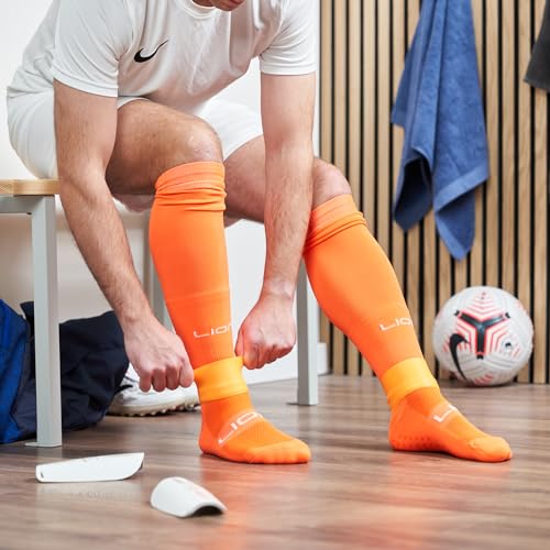 Soccer Grip Socks for Youth and Adults - Large Orange
