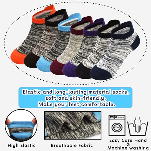 Kids Ankle Athletic Socks - 12 Pairs, Multicolored, Ages 7-10