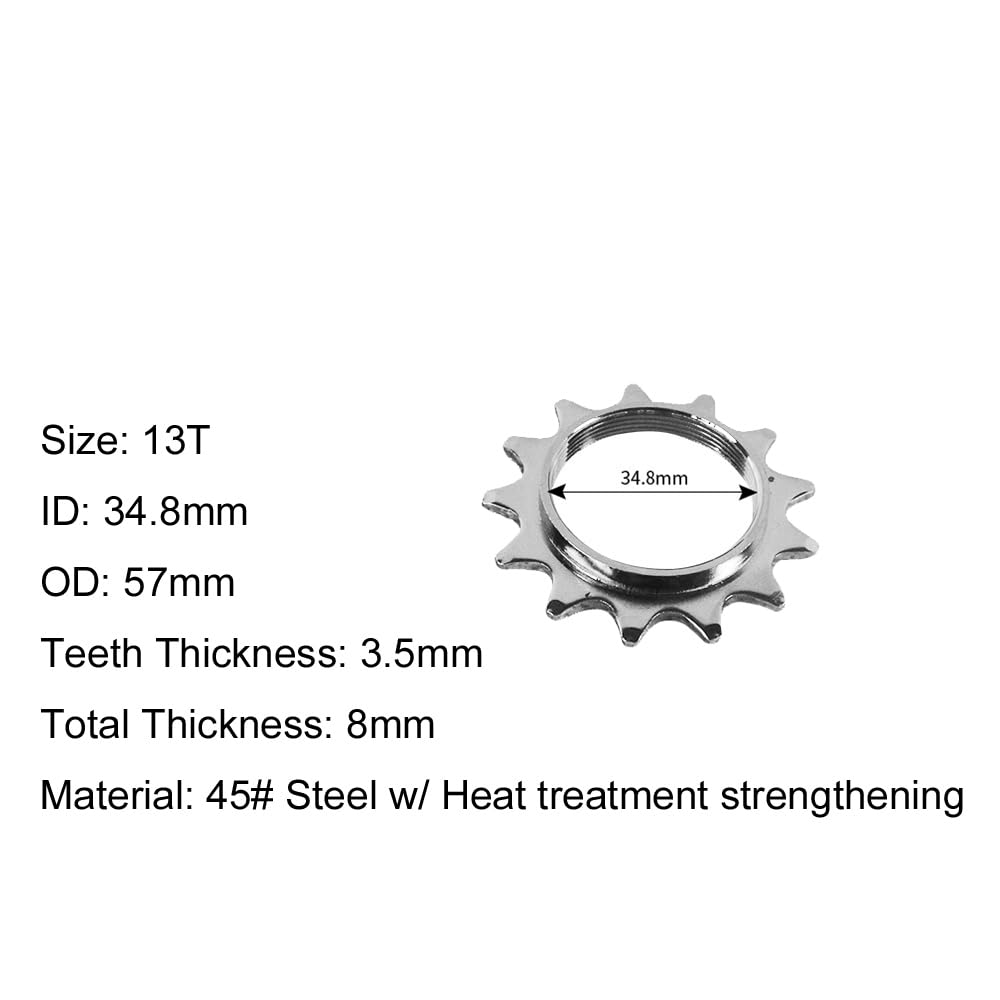 Yuauy 13T 14T 15T 16T 17T Bicycle Freewheels Single Speed Fixed Gear One Speed Bike Sprocket Cog w/Free Lock Ring 5 Sizes One Set