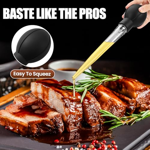 Turkey Baster with Cleaning Brush - Premium Baster Syringe Black