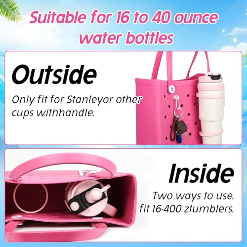 Cup Holder for Beach Totes - Fits 30oz & 40oz Tumblers - Pink