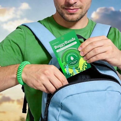 BuggyBands 24 Pack DEET-Free Mosquito Repellent Bracelets for Adults & Kids - Natural Citronella, Individually Packaged, Adjustable & Waterproof