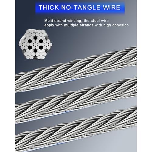 11FT RTOVZON Self Retracting Lifeline, Fall Arrest Fall Protection Dual Alloy Steel Hook Steel Wire Rope Heavy Duty Retractable Lanyard, Roofing Lifeline, SRL, Safety Lanyard