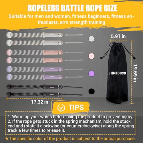 Portable Ropeless Battle Rope for Home Gym - 1.61 lb, Anti-Slip Handles