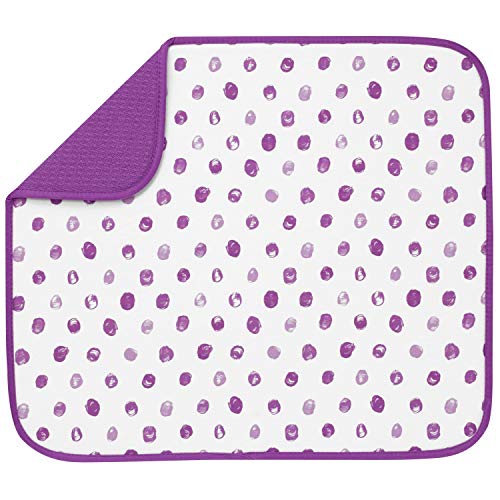 Microfiber Dish Drying Mat - Absorbent & Reversible, 16x18 in, Paint Dots
