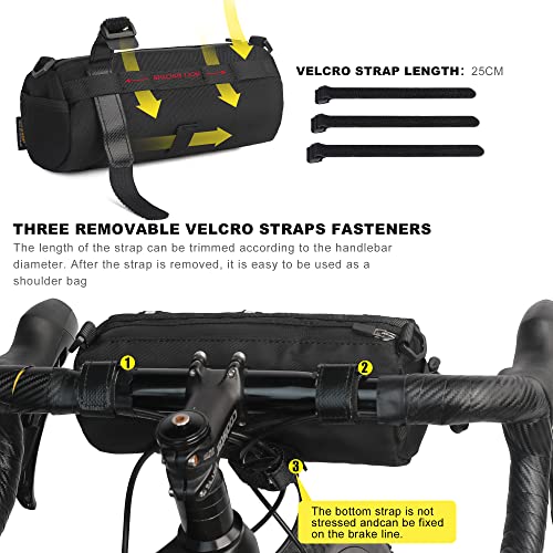 Bike Handlebar Bag with Shoulder Strap - Black