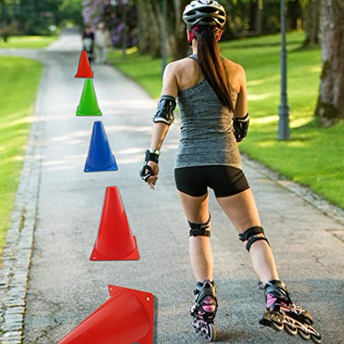 7 Inch Orange Plastic Traffic Cones - 12 Pack Agility Markers for Sports Training