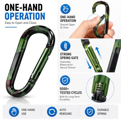 CampTek Carabiner Caribeaner Clip,3" Large Aluminum D Ring Shape