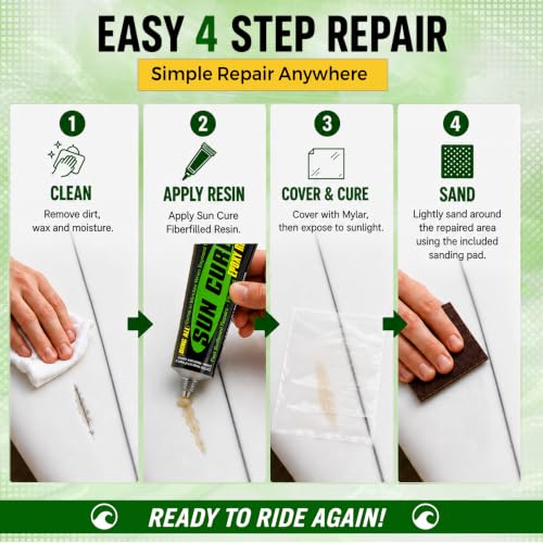 1oz Surfboard Repair Kit - Epoxy Fiberfilled Ding Repair for Epoxy & Polyester Boards