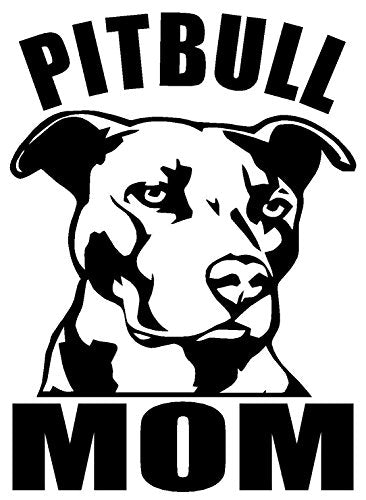 Pitbull Mom Die Cut Decal Sticker - 6" Tall Black Vinyl