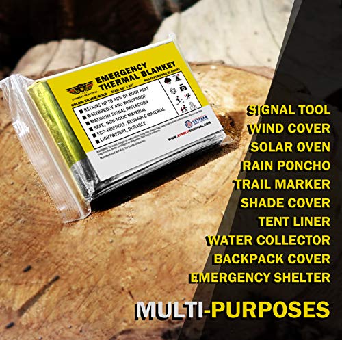 Emergency Mylar Thermal Blankets - 4 Pack Survival Kit
