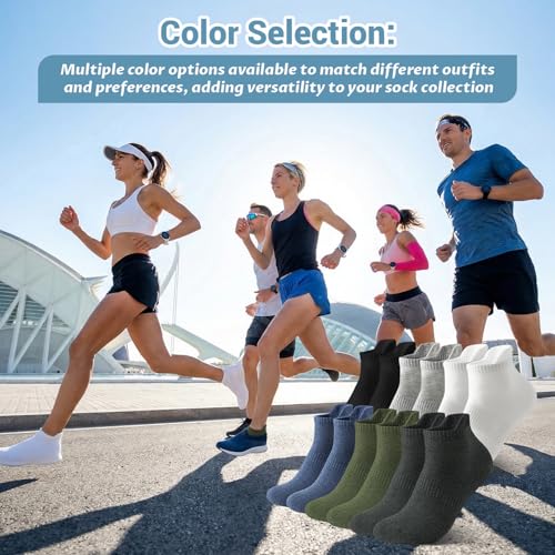 Ankle Athletic Socks 6-Pack - Moisture Wicking, Multi-Color