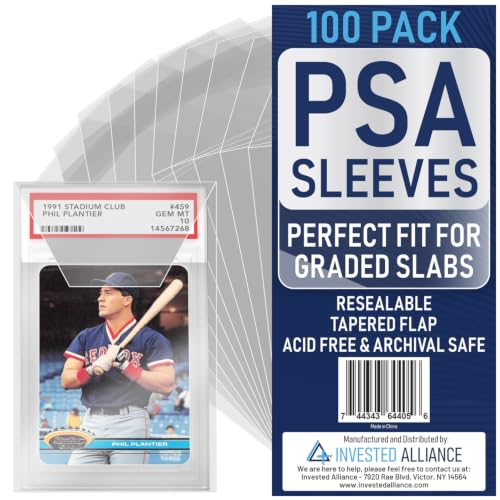 Graded Card Slab Sleeves for PSA Holders - Resealable - 100 Pack