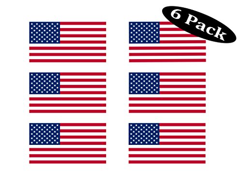 USA Flag Hard Hat Stickers - 6 Pack Patriotic American Flag Decals