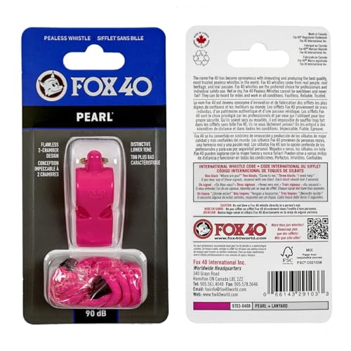 Fox 40 Pearl Whistle with Lanyard - Pink