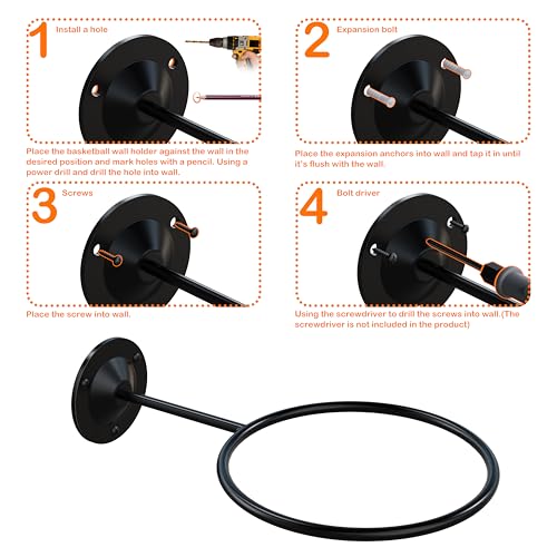 Wall-Mounted Sports Ball Holder for Basketball, Soccer, Volleyball & More