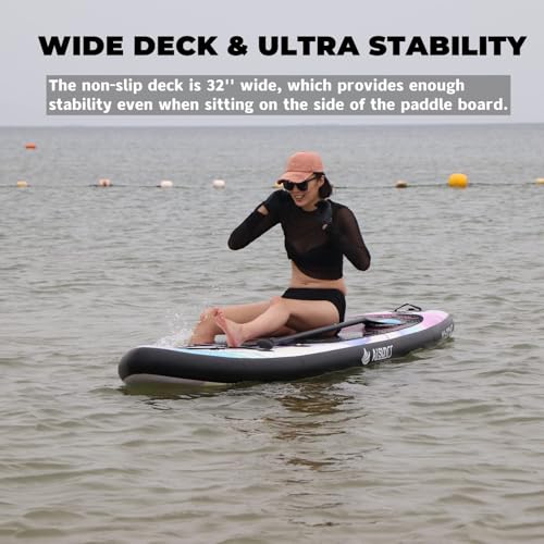 Inflatable Paddle Board - 10.6ft Wide SUP for All Skill Levels - Purple Coral
