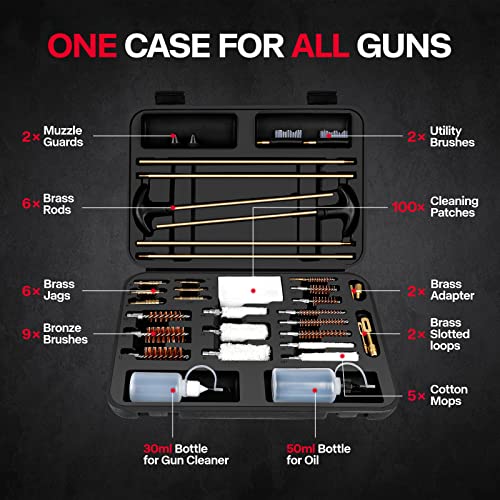 Large Universal Gun Cleaning Kit with Brass Rods & Accessories - Laziiey