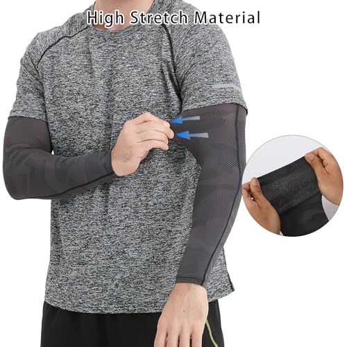 Men's Compression Arm Sleeves - UV Sun Protection for Sports
