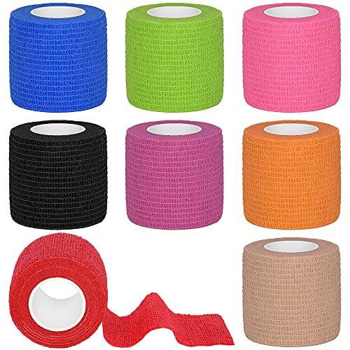 Self Adhesive Bandage Wrap - 2 Inch, 8 Rolls Rainbow Colors