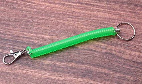 Spiral Retractable Keychain - 3 Pcs Green Spring Coil with Ring