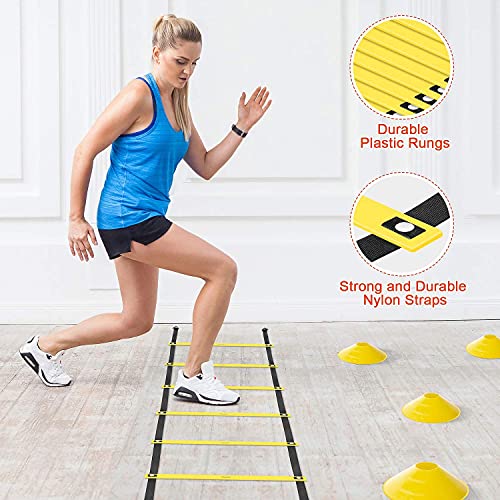 20ft Agility Ladder Training Set with Hurdles, Cones & Parachute