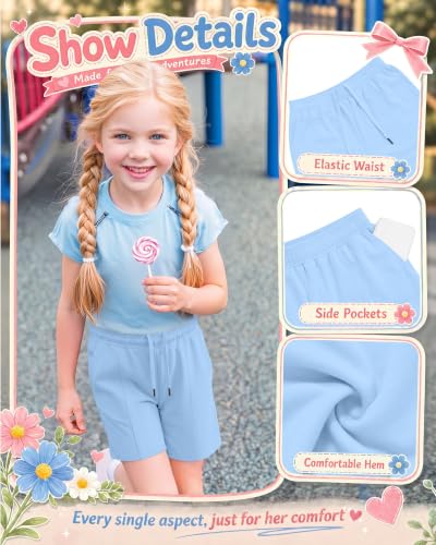 Bermuda Shorts for Girls - 3 Pack, 13-14 Years - Sky Blue, Light Mixed Gray, Black