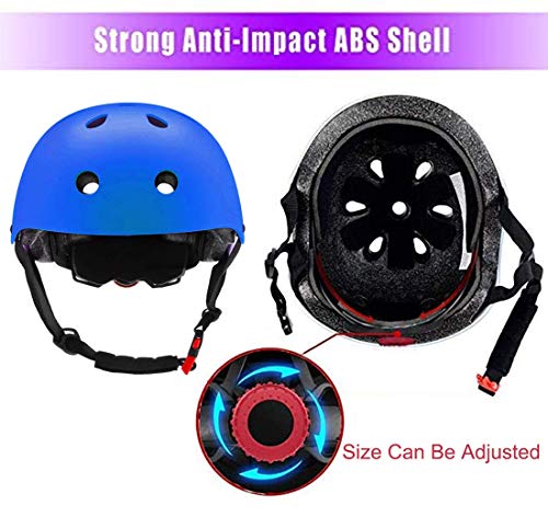 Adjustable Kids Helmet with Protective Gear Set - Blue, Small (18.9"-21.26")