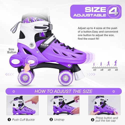METROLLER Girls Women Adult Teen Roller Skates Purple Large-Youth & Adult (Size 4-7 Men / 5-8 Women)