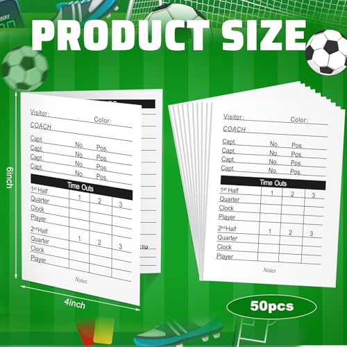 50 Pack Football Referee Cards - 4 Sided Scorekeeping Cards for Sports Officiating