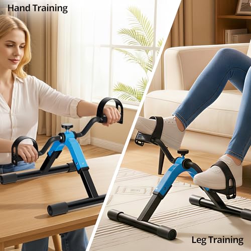 Mini Folding Pedal Exerciser Under Desk Bike for Arms & Legs - Blue