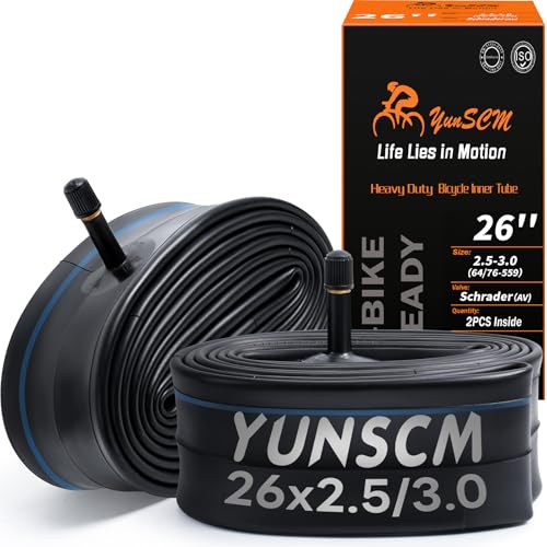 YunSCM 26x2.5/3.0 AV32mm Heavy Duty E-Bike Inner Tubes 26" x 3.0" Schrader Valve