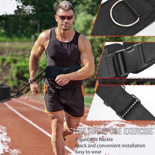 Neoprene Padded Waist Resistance Belt with Metal Rings for Cable & Strength Training